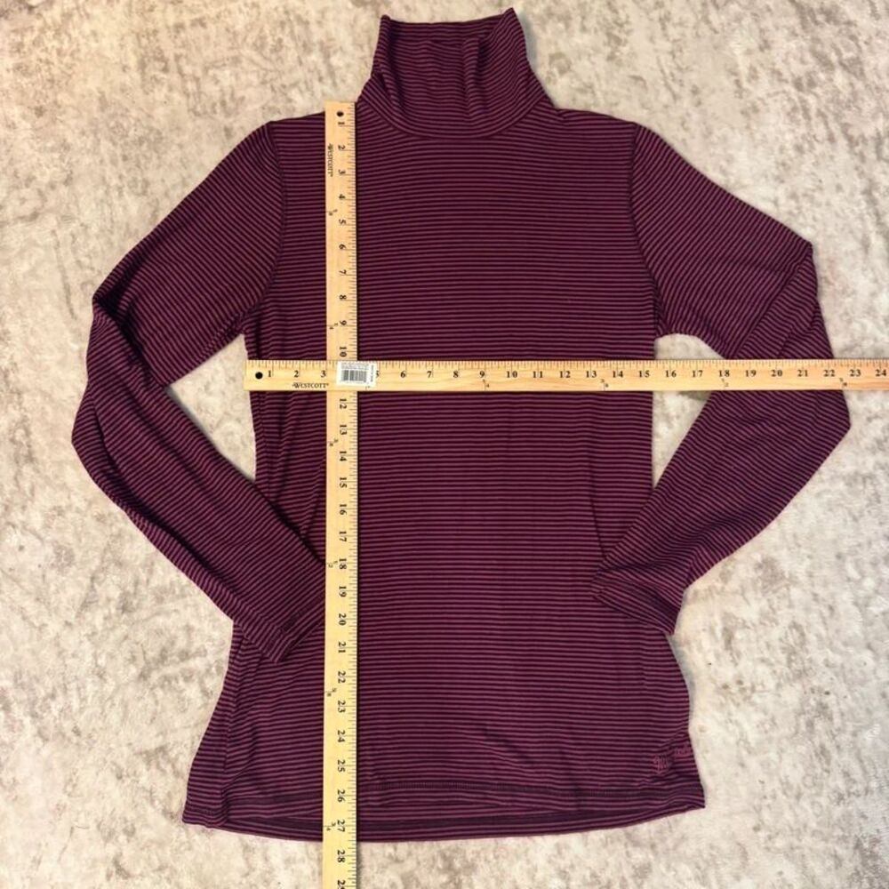 Purple Striped Long Sleeve Turtleneck Top